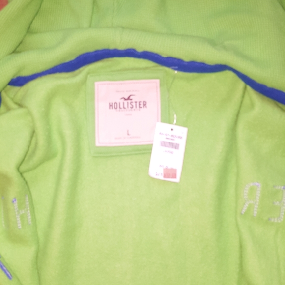 Hollister Lime Navy Zip Up Hoodie - Picture 2 of 6